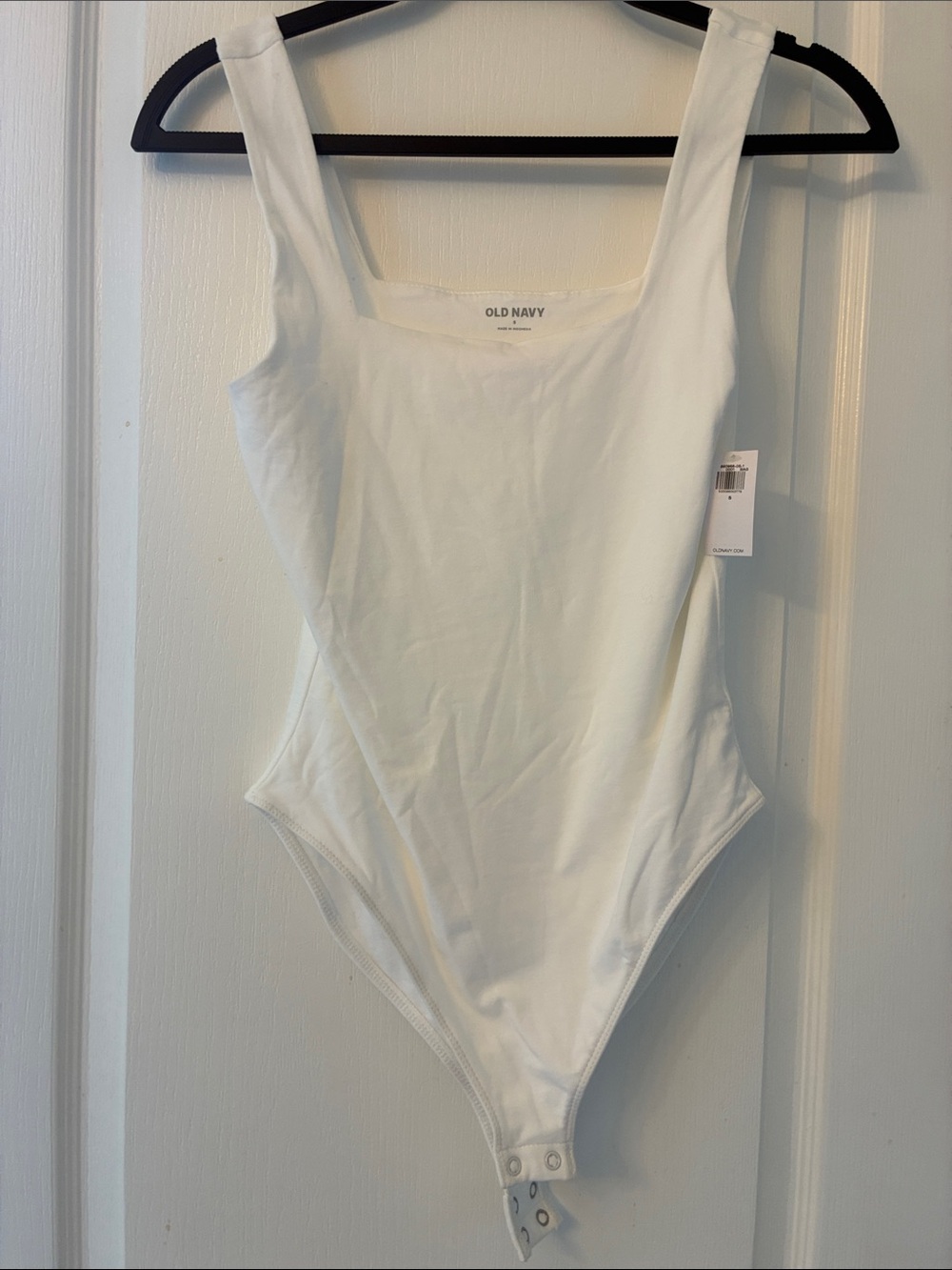 Old Navy White Girls' Square Neck One-Piece Bodysuit